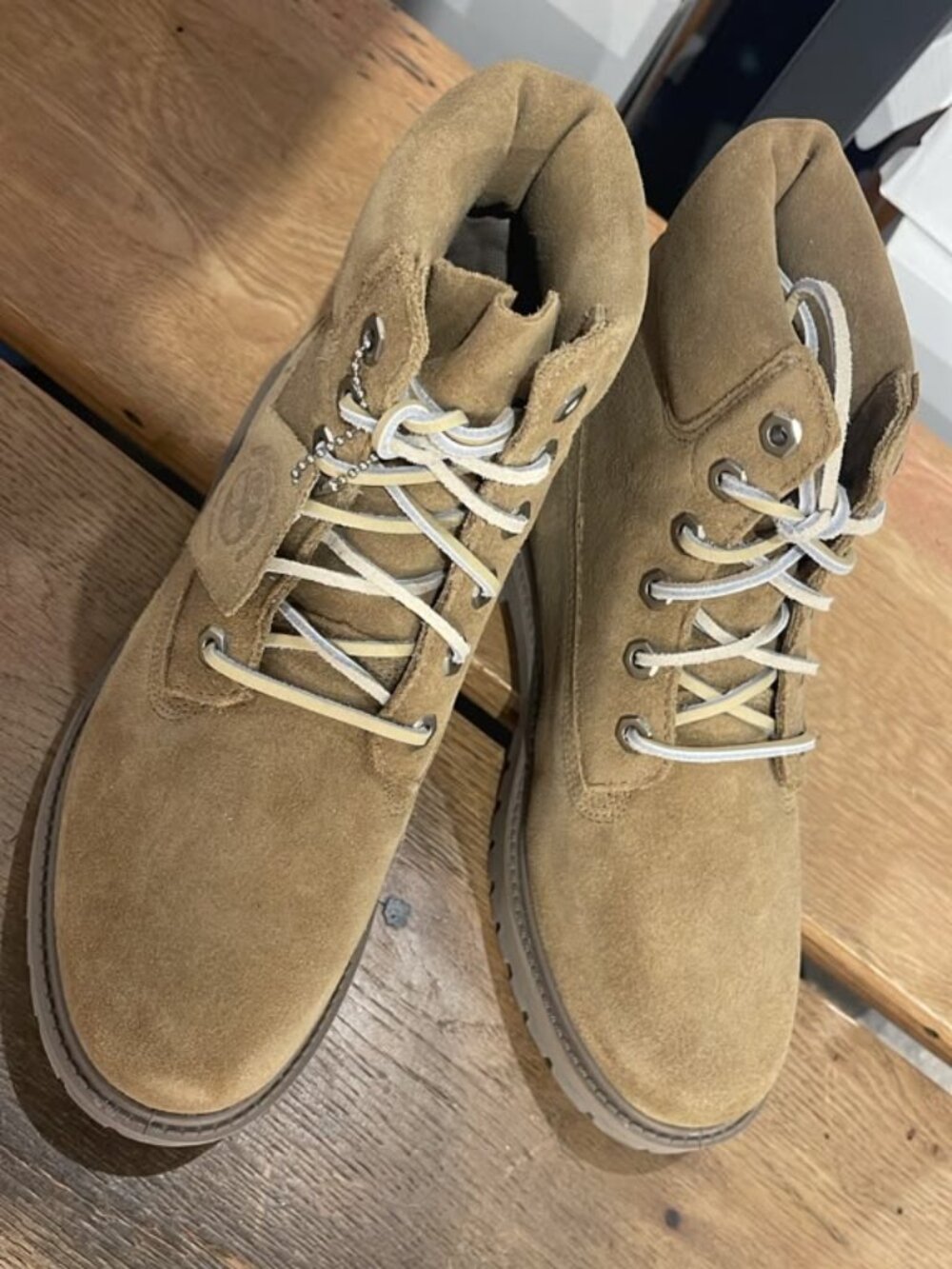 TIMBERLAND WOMEN'S  PREMIUM 6 IN LACE WATERPROOF BOOT MD BEIGE SUEDE A43F8-EW1